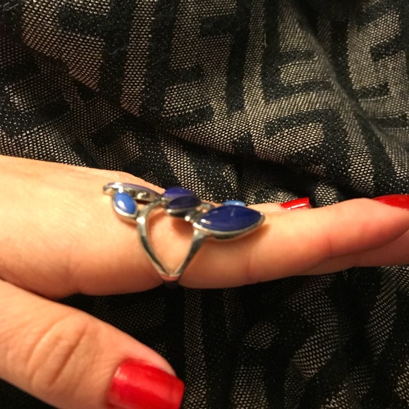 Lapis Lazuli Gemstone Silver Ring Size 7.5 - Picture 2 of 4